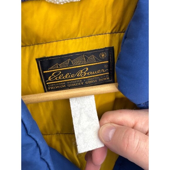 EDDIE BAUER Blue Down Puffer Vest Men’s Small 90s Vintage Lightweight - Picture 4 of 5